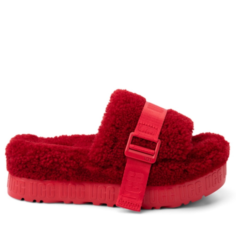 NWT Womens UGG® Fluffita Slide Sandal - Ribbon Red Size 6